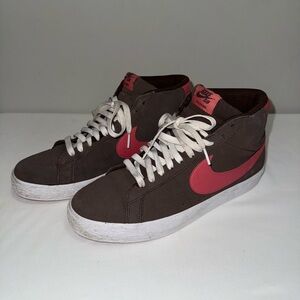 Nike SB Blazer Mid Brown & Coral Red Suede Sneakers